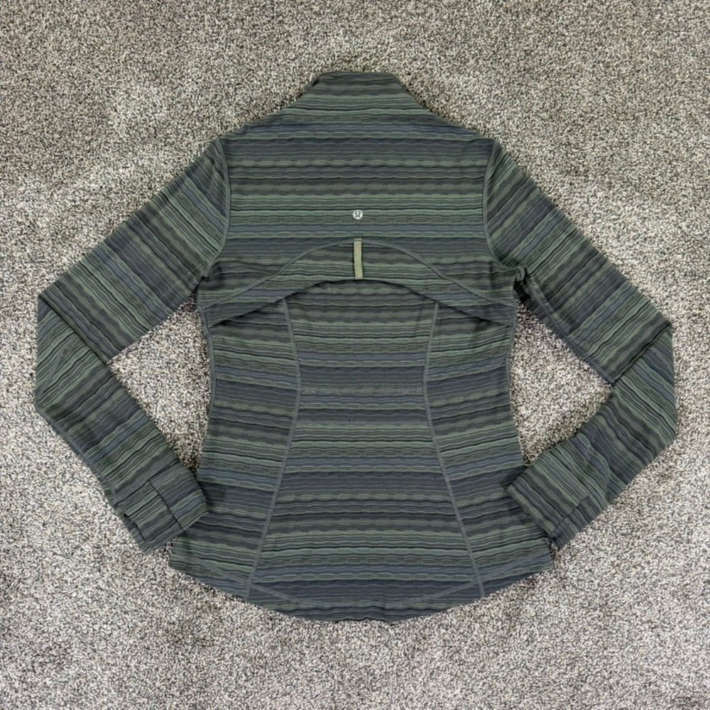 Lululemon Define Jacket Women 8 Green Grey Space Dye Striped Full Zip Yoga Layer - Picture 2 of 12
